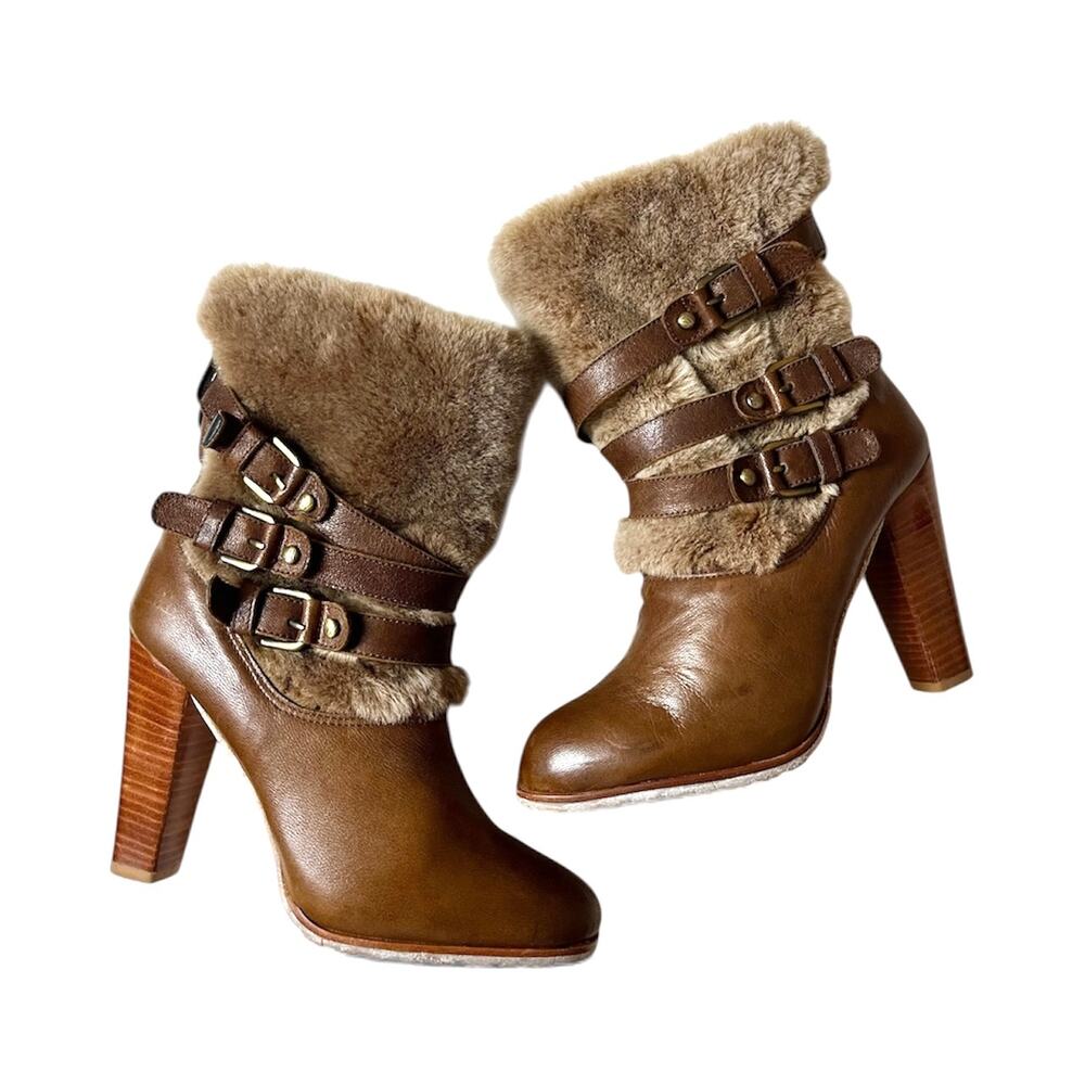 Stuart Weitzman Heeled Faux Fur Boots Boho Chic R… - image 5